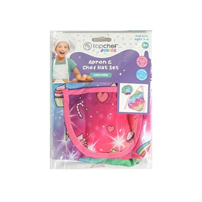 2pc Topchef Kids Water Resistant Baking Apron and Chef Hat Set Assorted