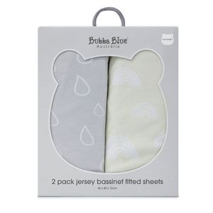 2PK Bubba Blue 40x80cm Nordic Bassinet Jersey Fitted Sheet Baby 0-12m Grey/Sand