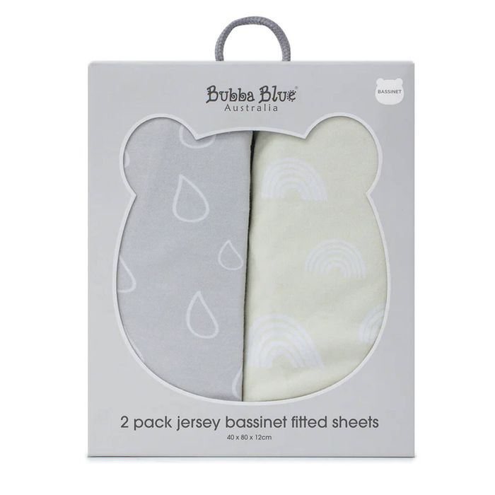 2PK Bubba Blue 40x80cm Nordic Bassinet Jersey Fitted Sheet Baby 0-12m Grey/Sand