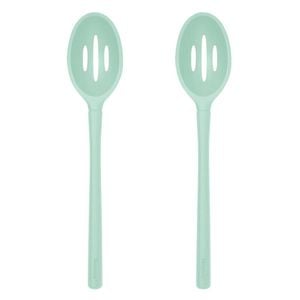 2PK Tovolo Flex-Core All Silicone Slotted Deep Spoon Cooking Utensil Light Aqua
