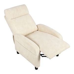 Ufurniture Recliner Chair Adjustable Armchair Corduroy Lounge Chair Reclining Sofa With Side Pocket Beige