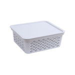 Ezy Storage Large White Brickor Lidded Basket