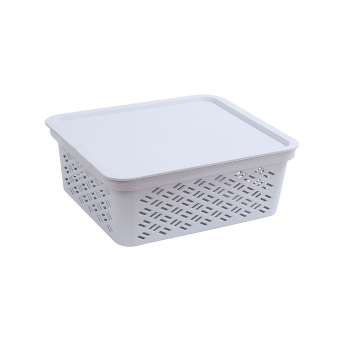 Ezy Storage Large White Brickor Lidded Basket