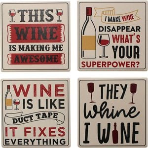 4pc LVD Ceramic Coasters Table Protector Square 9x9cm - Wine