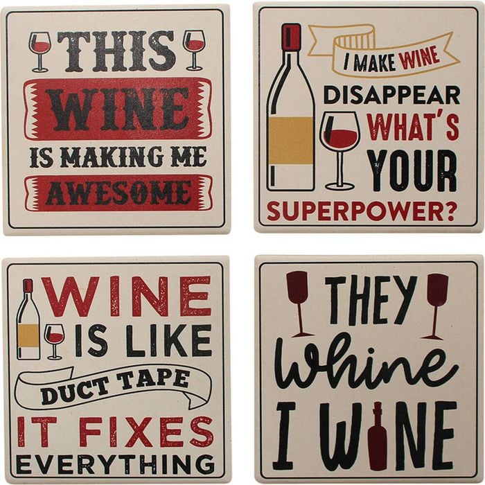 4pc LVD Ceramic Coasters Table Protector Square 9x9cm - Wine