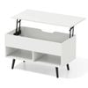 Costway  Lift Top Coffee Wood Dining Table W/shelves White