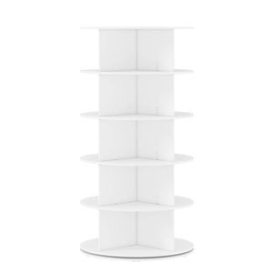 Ufurniture 5-Tier Rotating Shoe Rack Tower 360 Swivel Storage Organiser Display Carousel White