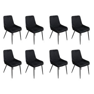 Levede 8pc Velvet Seat Dining Chair - Black