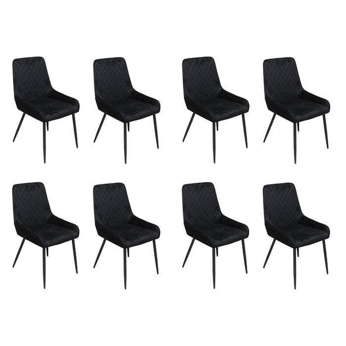 Levede 8pc Velvet Seat Dining Chair - Black