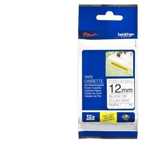 Brother 12mm TZ Tape - Black on Clear, Strong Adhesive for Industrial Labeling