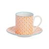 Nicola Spring Hand-Printed Espresso Cup and Saucer Set - Small Japanese Style Porcelain Coffee Mug - 65ml