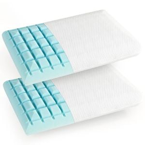 Costway Twin Pack Pillow Resilient Bed Pillow W/blue Memory Foam Bed Cushion