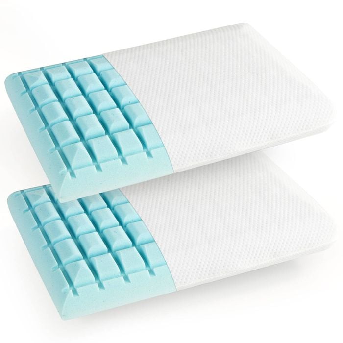 Costway Twin Pack Pillow Resilient Bed Pillow W/blue Memory Foam Bed Cushion