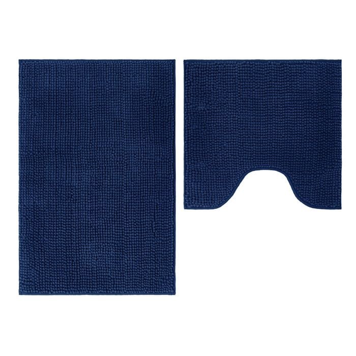 Barelli Chenille Blue 2 Piece Bath Mat Set