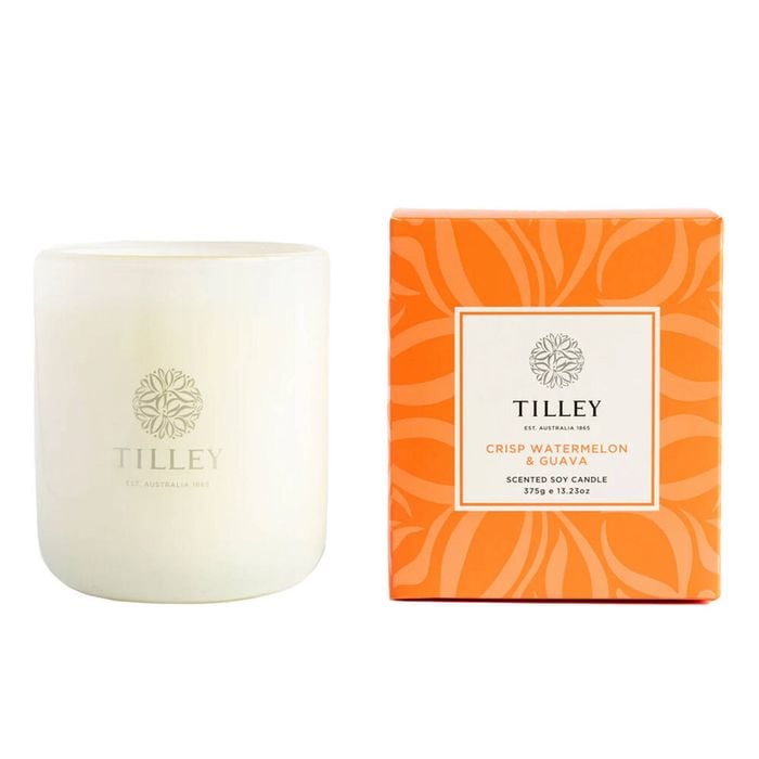 Tilley Classic White Crisp Watermelon & Guava Soy Candle Scented 375g