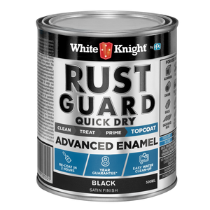 White Knight 500ml Black Satin Rust Guard Quick Dry Advanced Enamel Paint