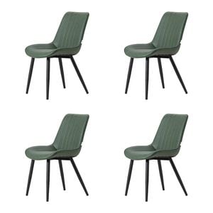 Familand Dining Chairs Set of 4 Padded Seat Kitchen Living Room Chair Leather in Green