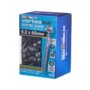 Bremick 6.2 x 65mm HEX B8 Vortex Plus Roofing Screw - 100 Box