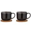2x 2pc Ladelle Melange Stoneware/cork 500ml Mug & Coaster Set - Charcoal