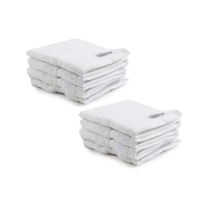 8pc Onkaparinga 30x30cm Flinders Face Washer 600gsm White