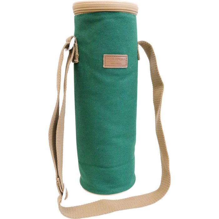 LVD Samuel Insulated Canvas Wine Bottle Cooler Bag 12x33cm Green/Brown