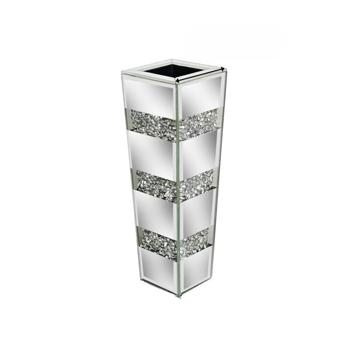 P&P Silver Diamond Inlaid Table Vase, Modern Decorative Centerpiece for Home