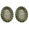 2PK Urban Resin/Wood Oval Leaf Photo Picture Frame 4x6in 22x18cm Green