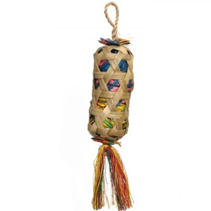 Rosewood Palm Leaf Handmade Foraging Cylinder Rabbit/Guinea Pig Pet Toy Natural