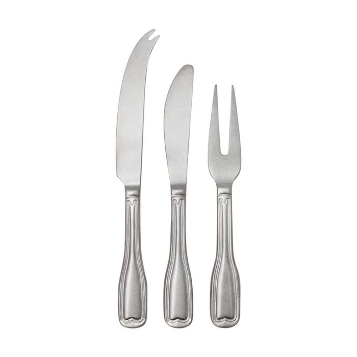 3pc Ecology Anais Vintage Cheese Knives/spreader Set Brushed Matte Silver
