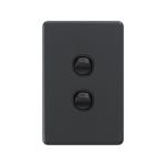 DETA Black Matte S-line Double Vertical Wall Switch