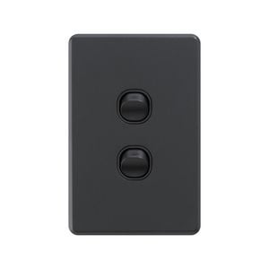 DETA Black Matte S-line Double Vertical Wall Switch