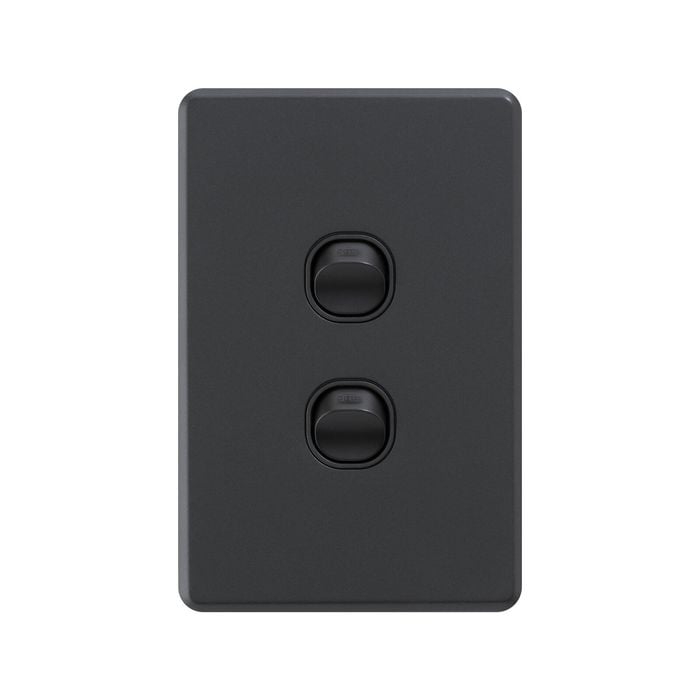 DETA Black Matte S-line Double Vertical Wall Switch