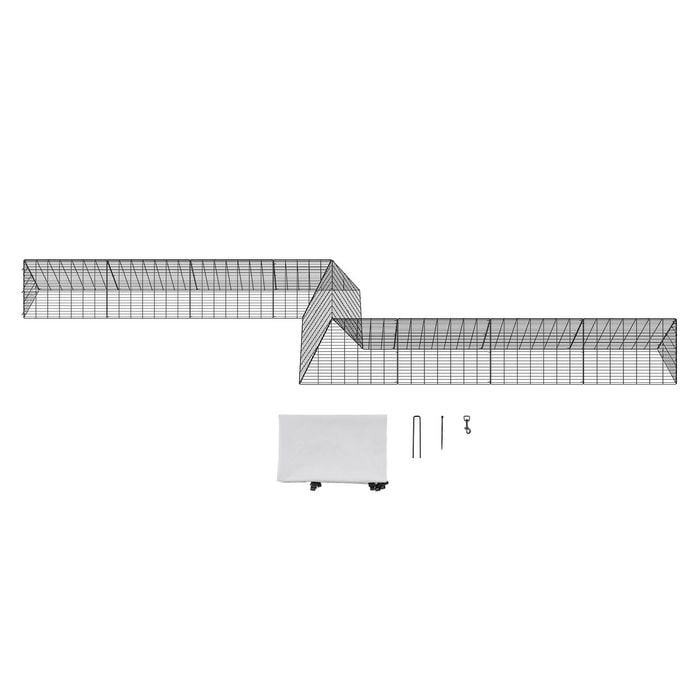 VEVOR 729x200x61.5cm Chicken Tunnel Black with Corner Frames 2 Sets