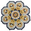 Handmade Floral Wool Rug-Petals 6414-Silver Gold-150x150cm