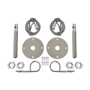 Muscle Car Flip-over Bonnet/Hood Pin Kit with Lanyards Chrome Steel, 1/2" Studs