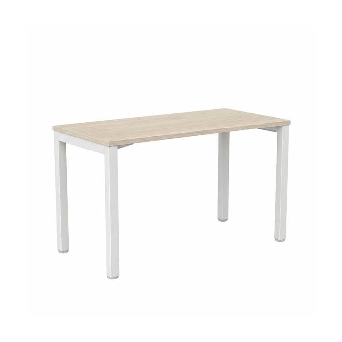 Olg Axis Single White Frame Nordic Maple Top Scallop Office Desk L1800mm X W750mm