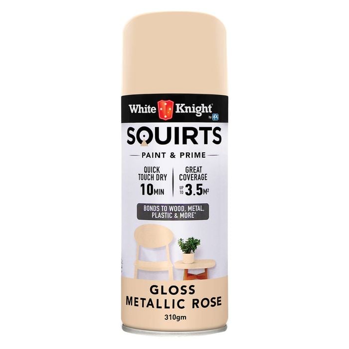 White Knight 310g Metallic Rose Gloss Squirts Spray Paint - Rose Gold