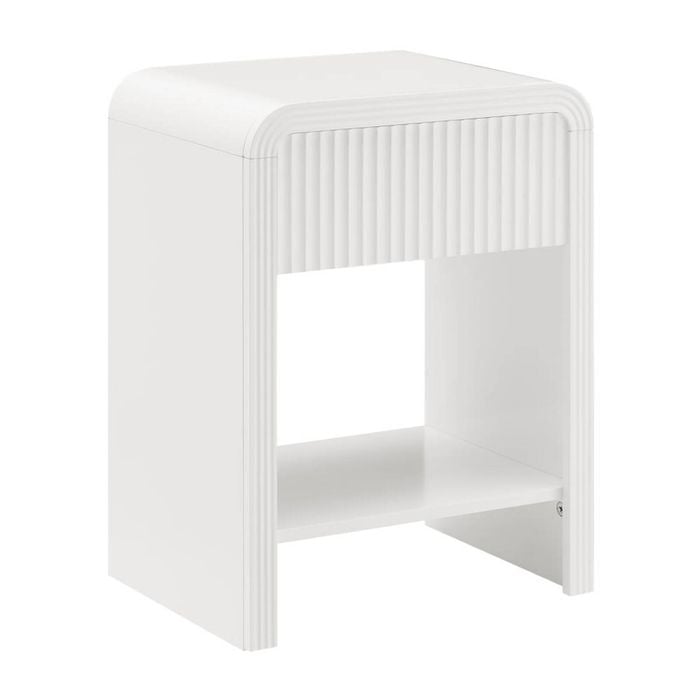 Faye Bedside Unit Side Table 1 Drawer White