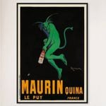 Galrie Maurin Quina Le Puy Vintage Advertising Poster by Leonetto Cappiello Wall Art, Black Frame, A4 21 x 30cm (8 x 12inch)