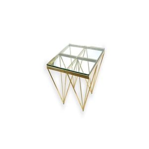 Elegant Collections Gold Clear Pyramid Side Table