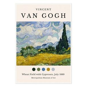 Galrie Van Gogh Wheat Field with Cypresses Art Print - Post-Impressionist Masterpiece, Poster Only, A2 42 x 60cm (16 x 24inch)