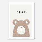 Galrie Charming Minimalist Bear Art Print - Ideal for Nursery and Kids' Rooms, Poster Only, 70 x 100cm (28 x 40inch)