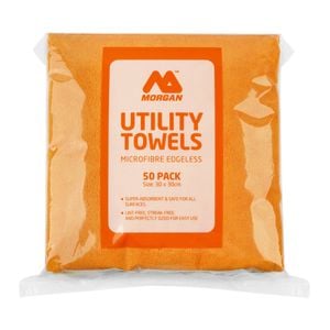 Morgan 30 x 30cm Orange Blue Green Yellow Auto Multi-Purpose Microfiber Towel - 50 Pack