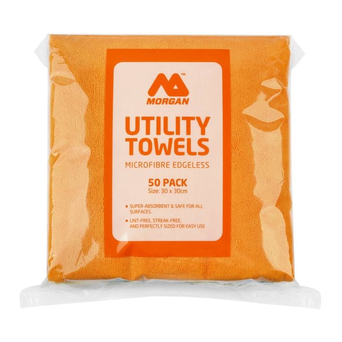 Morgan 30 x 30cm Orange Blue Green Yellow Auto Multi-Purpose Microfiber Towel - 50 Pack