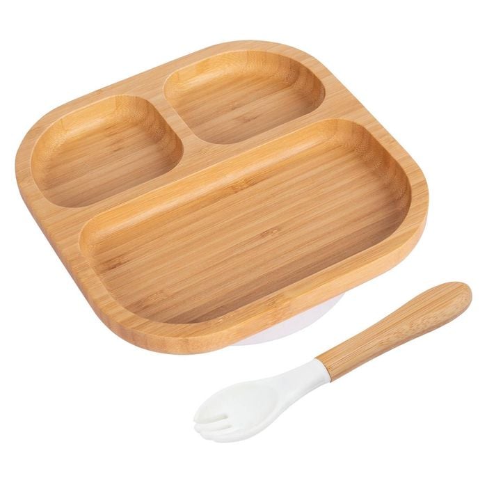 Tiny Dining Bamboo Segmented Baby Weaning Plate & Fork Set