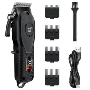 NNEOBA Professional Cordless Hair Clipper Set Wet & Dry Grooming Kit Black