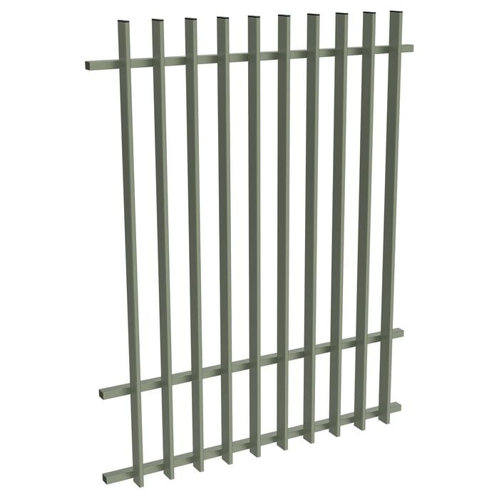 ProtectorAl 0350-1200W x 1500H Pale Eucalypt Aluminium Radiator Pool Fence Panel with mid rail