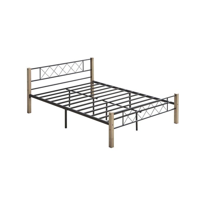 Mingle Wood & Metal Queen Bed Frame – Maple And Black