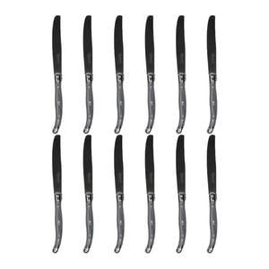 12pc Laguiole Etiquette Stainless Steel Table Knife Set 23.5cm Marble Grey