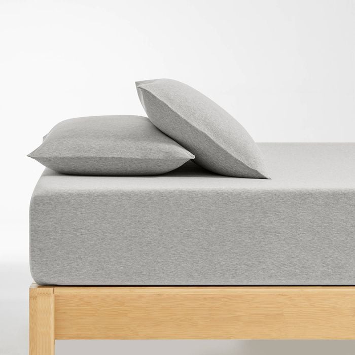 Dreamaker Jersey Luxe 100% Cotton Combo Fitted Sheet Set Silver Grey Double Bed